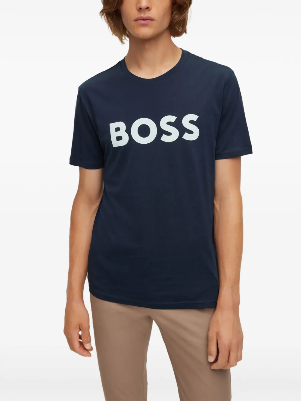 BOSS T-shirt met logo Blauw