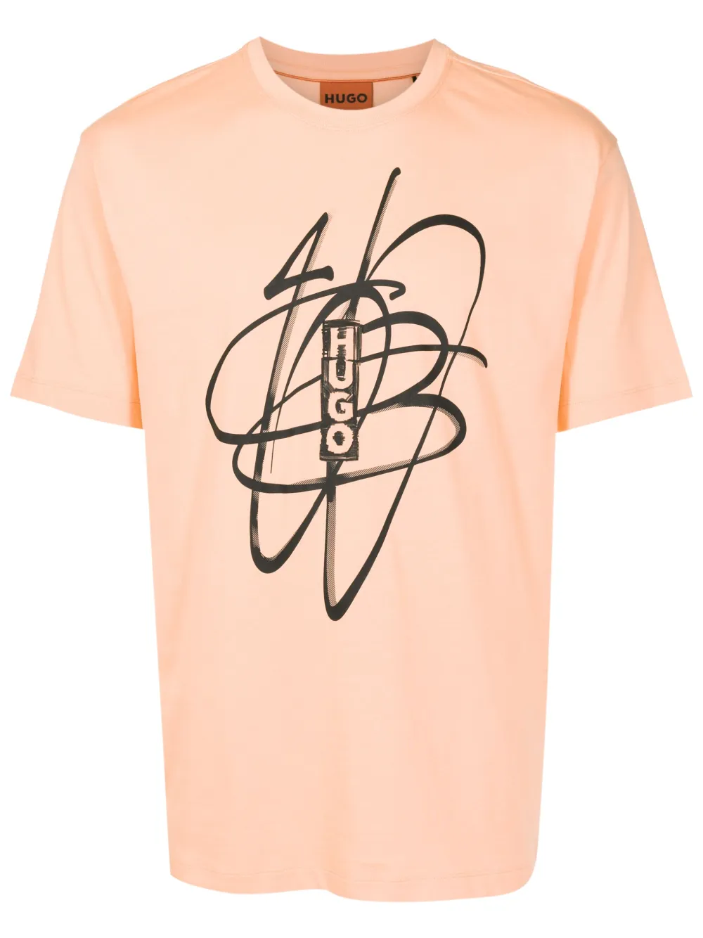 HUGO Camiseta com estampa de logo | Laranja | Image 1