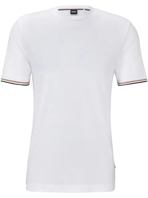 BOSS striped-cuffs cotton T-shirt