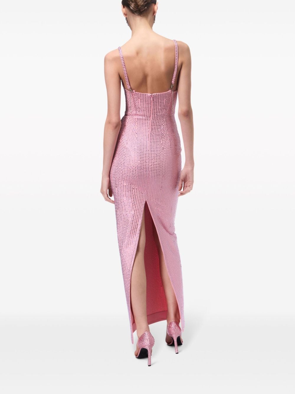 Shop Area Crystal-embellished Maxi Dress In Pink