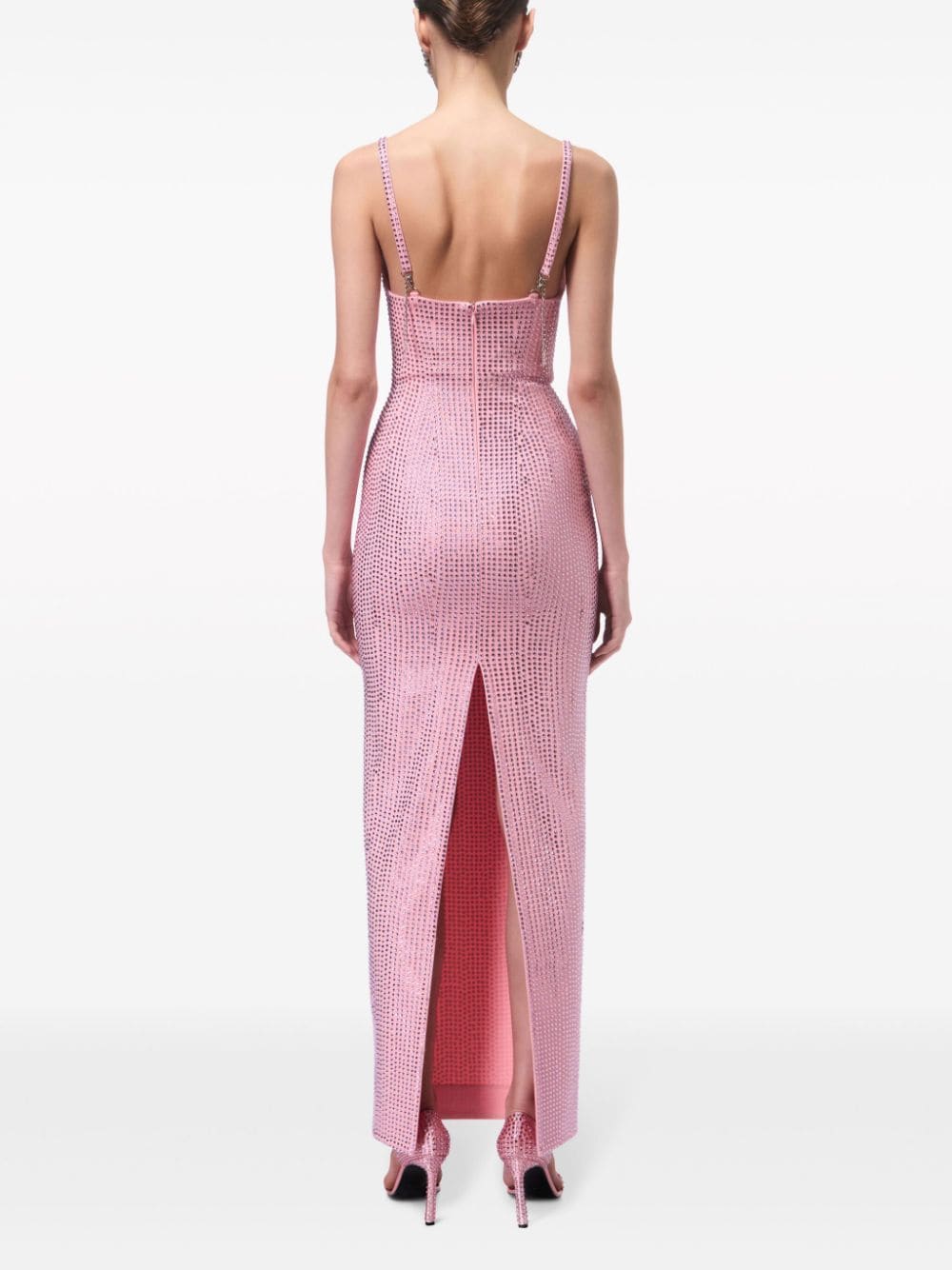 Shop Area Crystal-embellished Maxi Dress In Pink