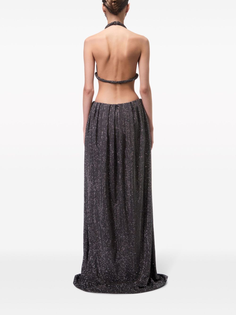 Shop Area Crystal-embellished Knot Gown In Grey