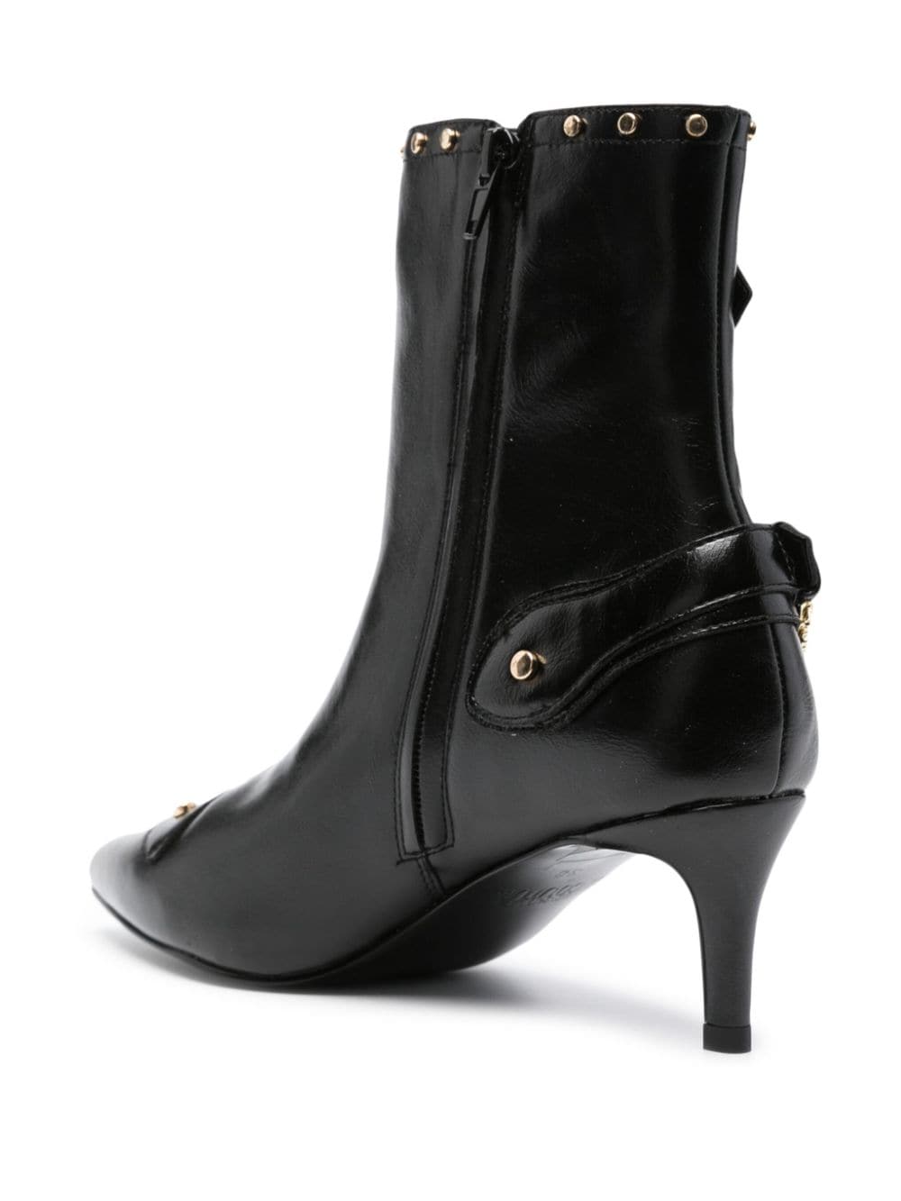 Shop Versace Jeans Couture Baroque-buckle 80mm Ankle Boots In Black