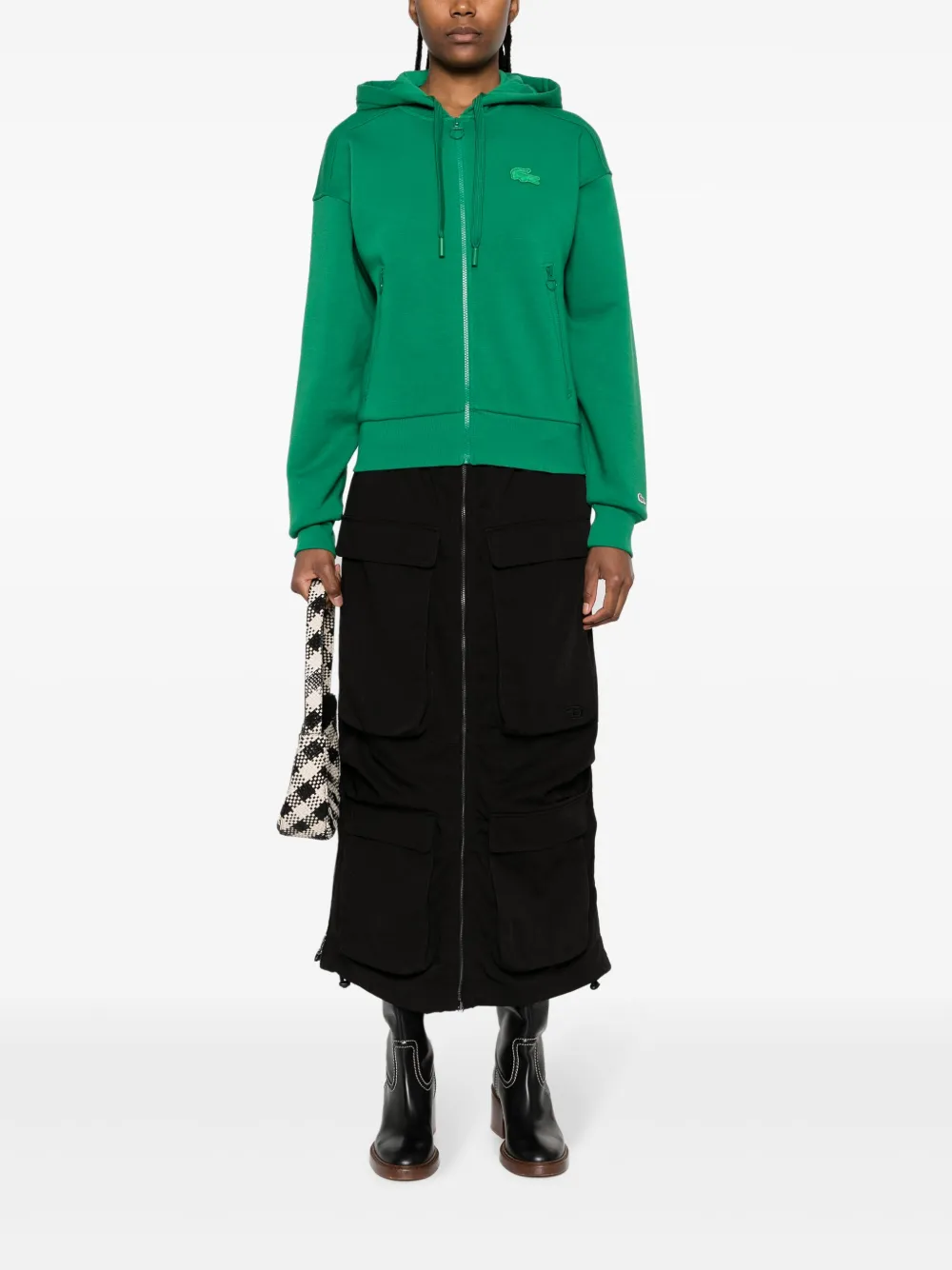 Lacoste logo-patch zip-up hoodie - Groen