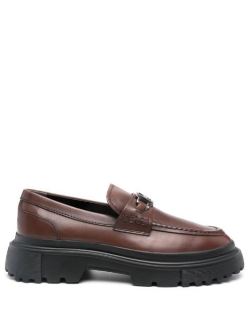 Hogan H619 logo-plaque leather loafers