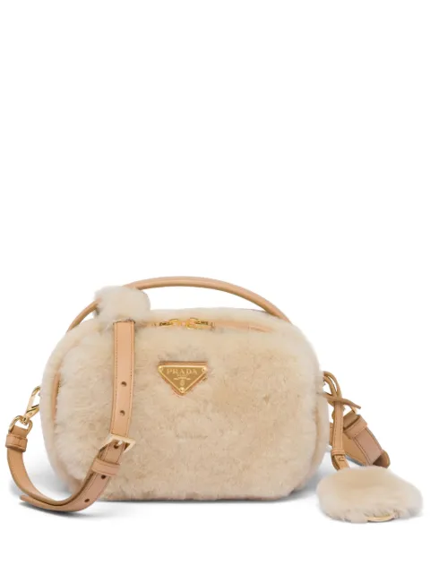 Prada Arqué shearling triangle-logo mini bag