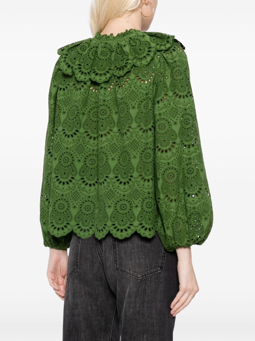 Shop Ulla Johnson Eula Broderie-anglaise Blouse In Green