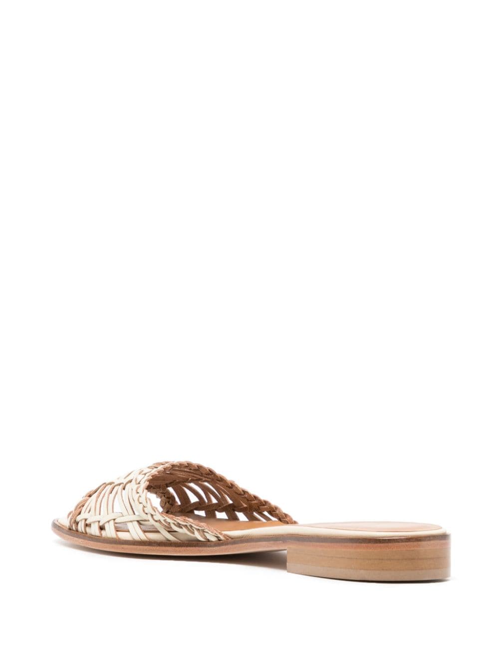 Shop Staud Woven-strap Flat Leather Sandals In Neutrals