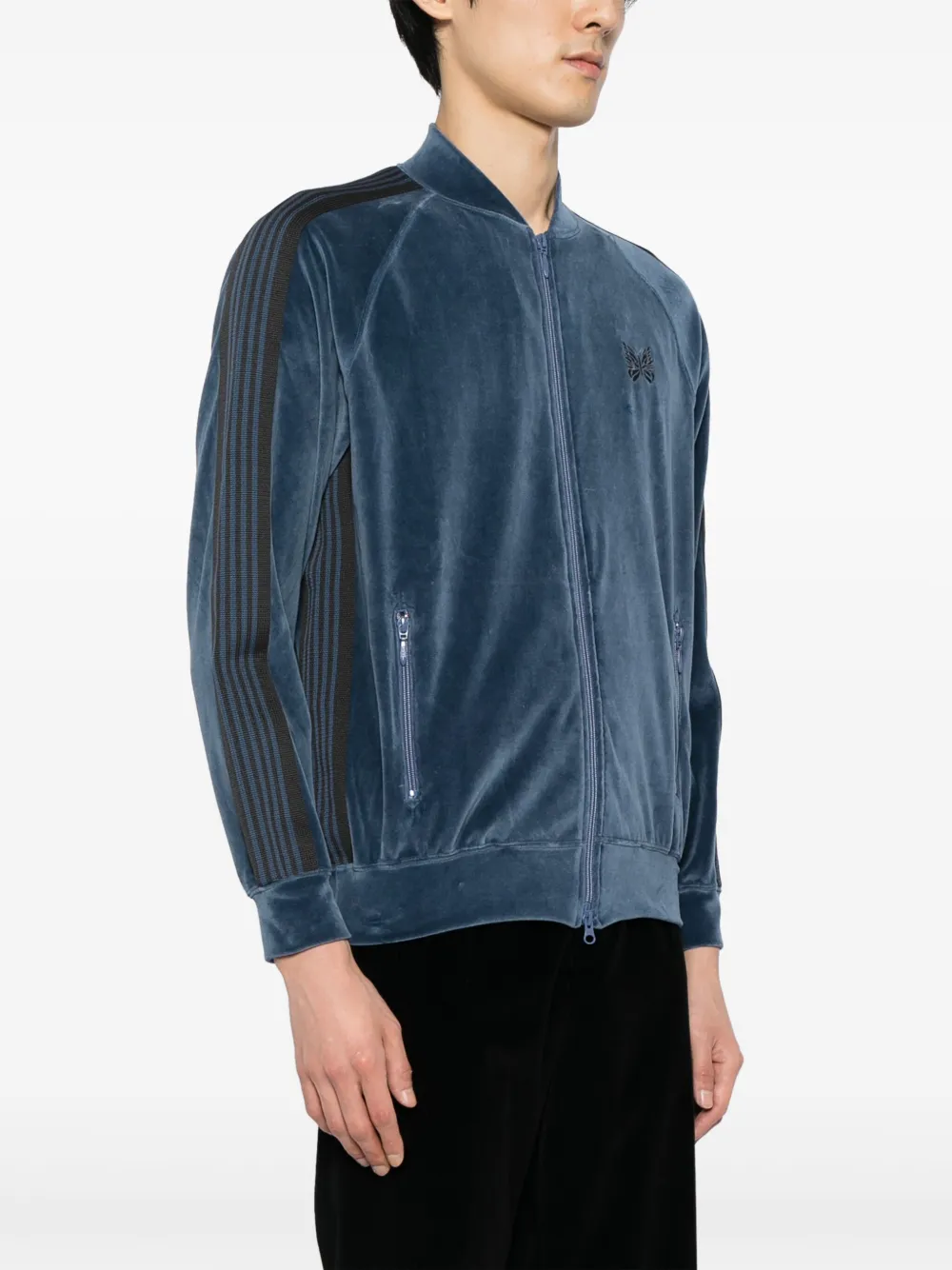 Shop Needles Zip-up Velour Track Jacket In Blue