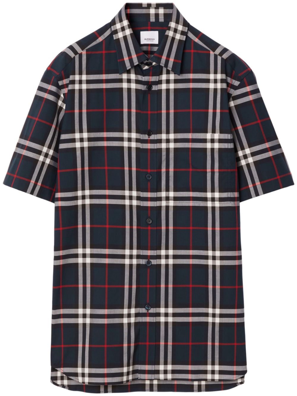 Burberry Checked Short-sleeve Cotton Shirt In Blue