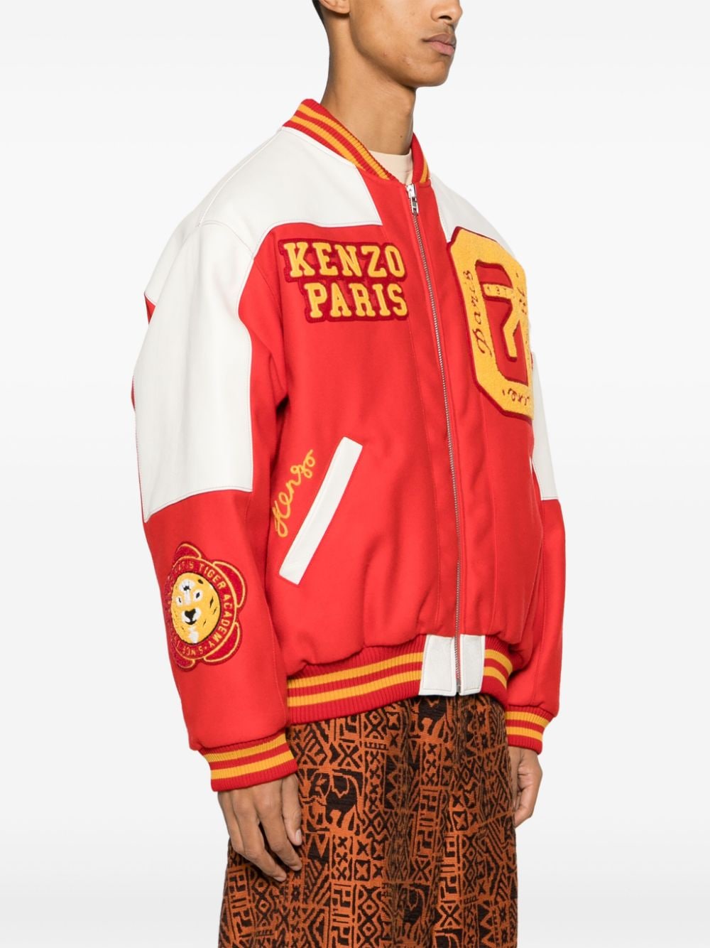 Shop Kenzo Tiger Academy Logo-patch Bomber Jacket In Red