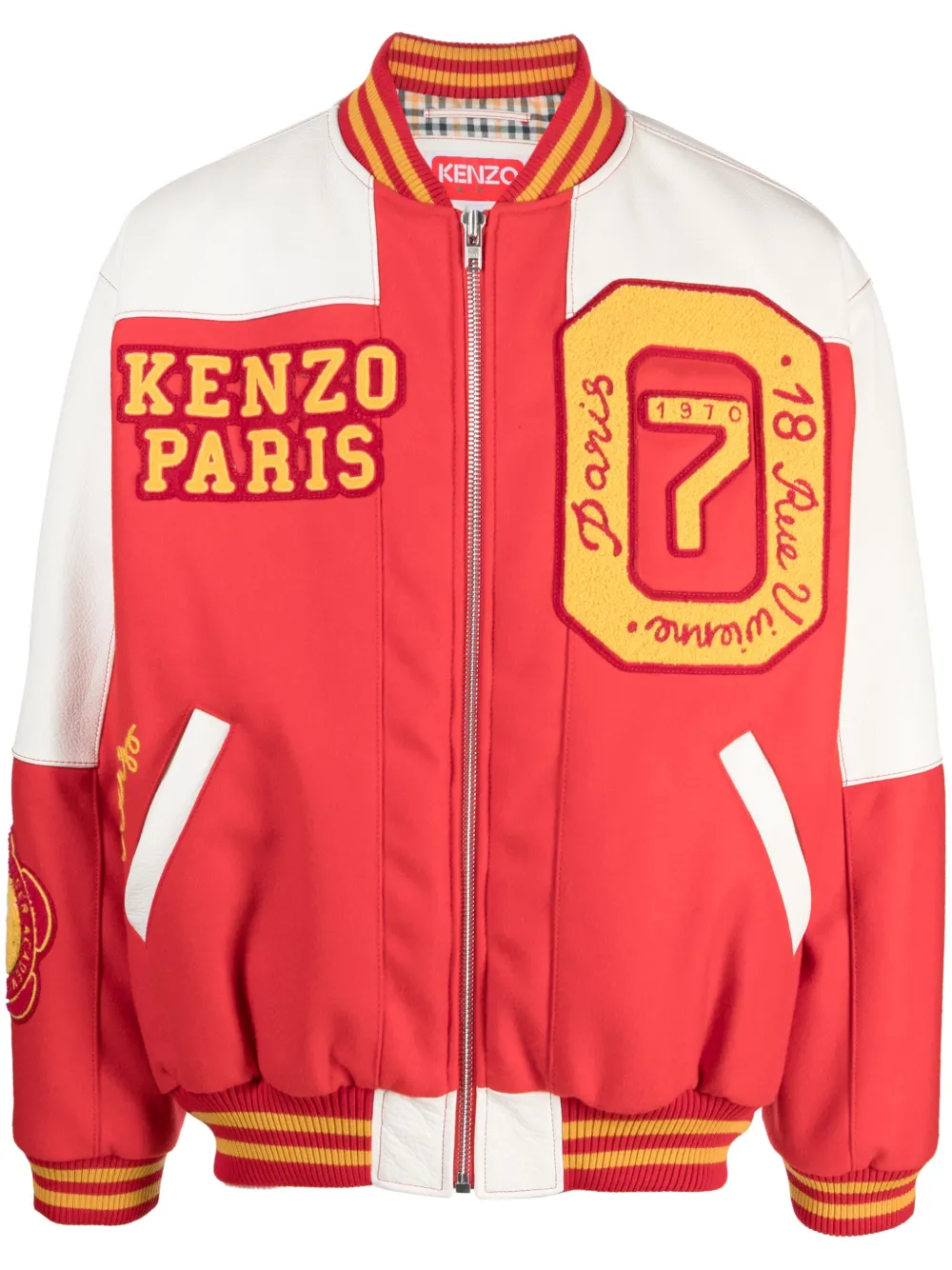 Shop Kenzo Tiger Academy Logo-patch Bomber Jacket In Red