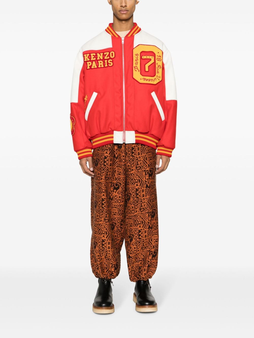 Shop Kenzo Tiger Academy Logo-patch Bomber Jacket In Red