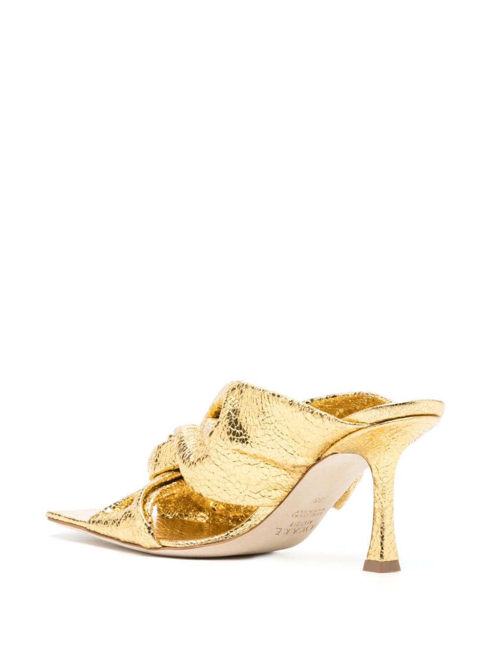 Shop A.w.a.k.e. Georgina 80mm Twisted Leather Mules In Gold