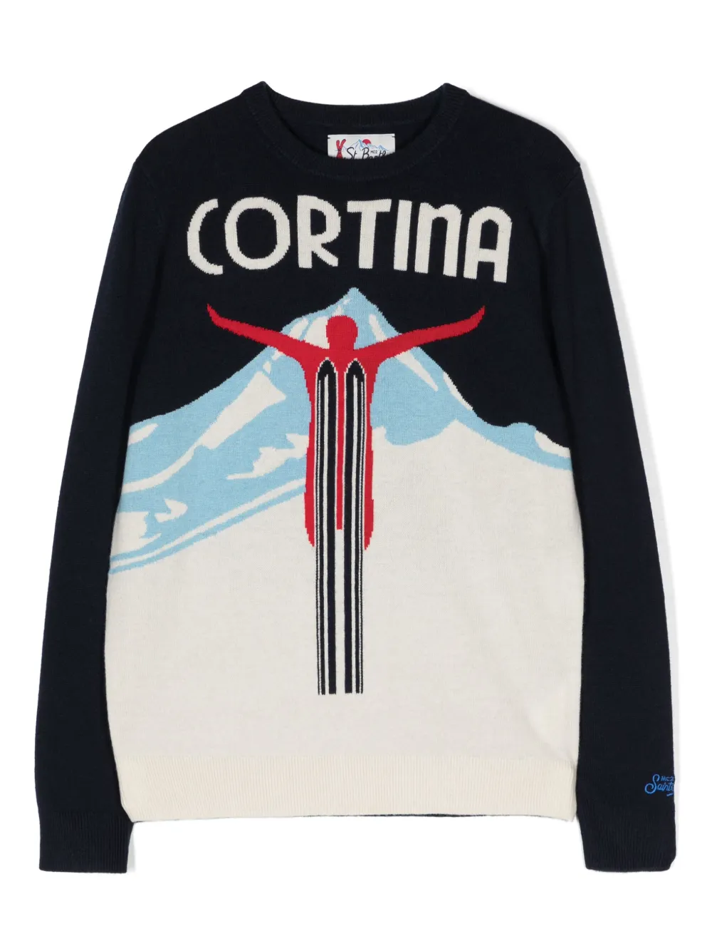Mc2 Saint Barth Kids' Douglas Cortina Intarsia-knit Jumper In Blue