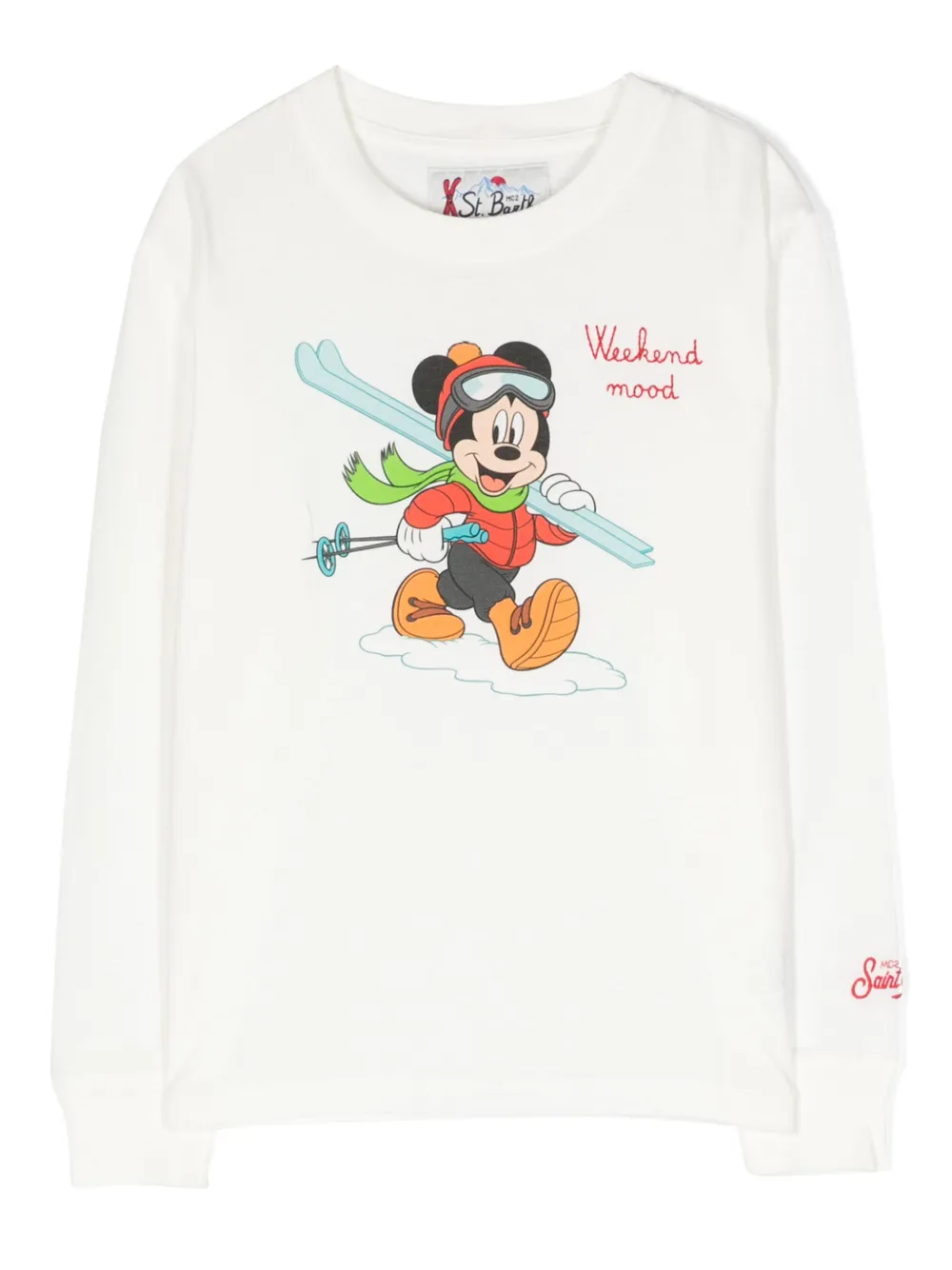 Mc2 Saint Barth Kids' Mickey-print Cotton Sweatshirt In White