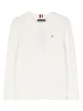 Tommy Hilfiger Junior Essential logo-embroidered jumper - White