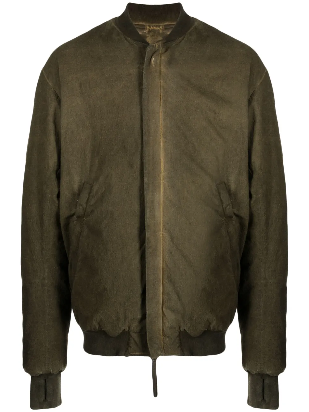 Boris Bidjan Saberi appliqué-detail zip-up bomber jacket Groen
