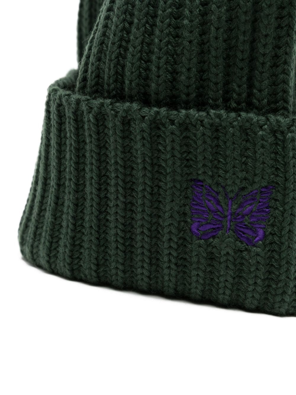 Shop Needles Logo-embroidered Wool Beanie In Green