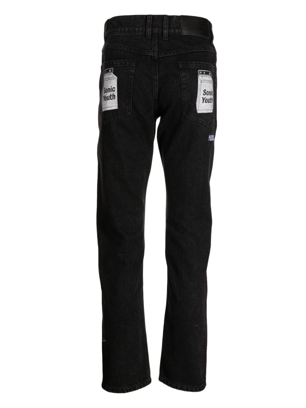 Shop Pleasures X Sonic Youth Washing Machine Mid-rise Straight-leg Jeans In Black