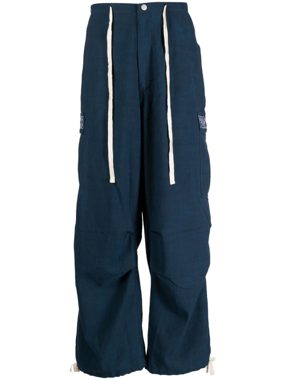Pleasures Visitor Logo-embroidered Cargo Trousers In Blue