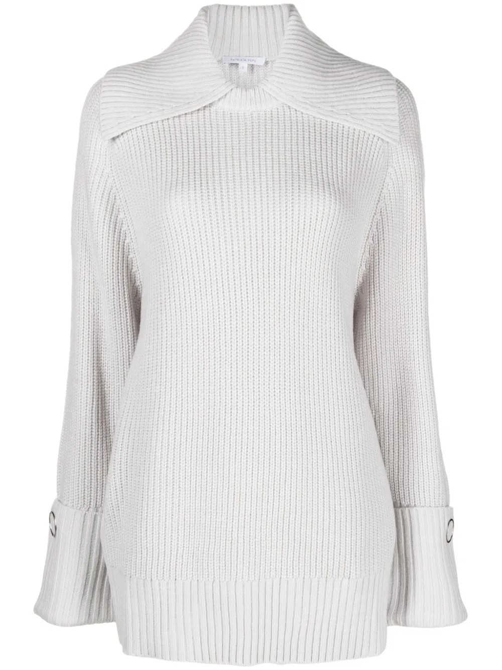 Patrizia Pepe Spread-collar Waffle-knit Jumper In White