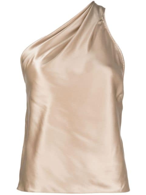 Michelle Mason asymmetric halterneck silk top