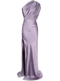 Michelle Mason one-shoulder draped gown - Purple