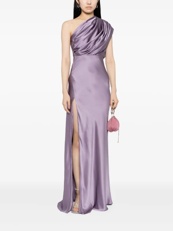 Michelle Mason one-shoulder Draped Gown | Purple | FARFETCH