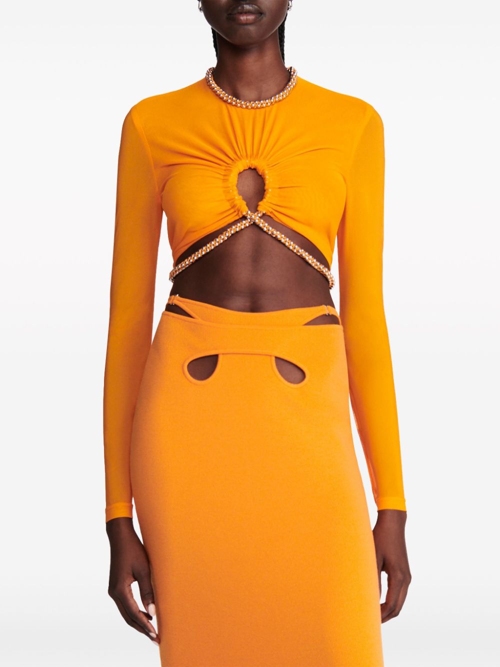 Shop Dion Lee Barball Rope Cropped Top In Orange