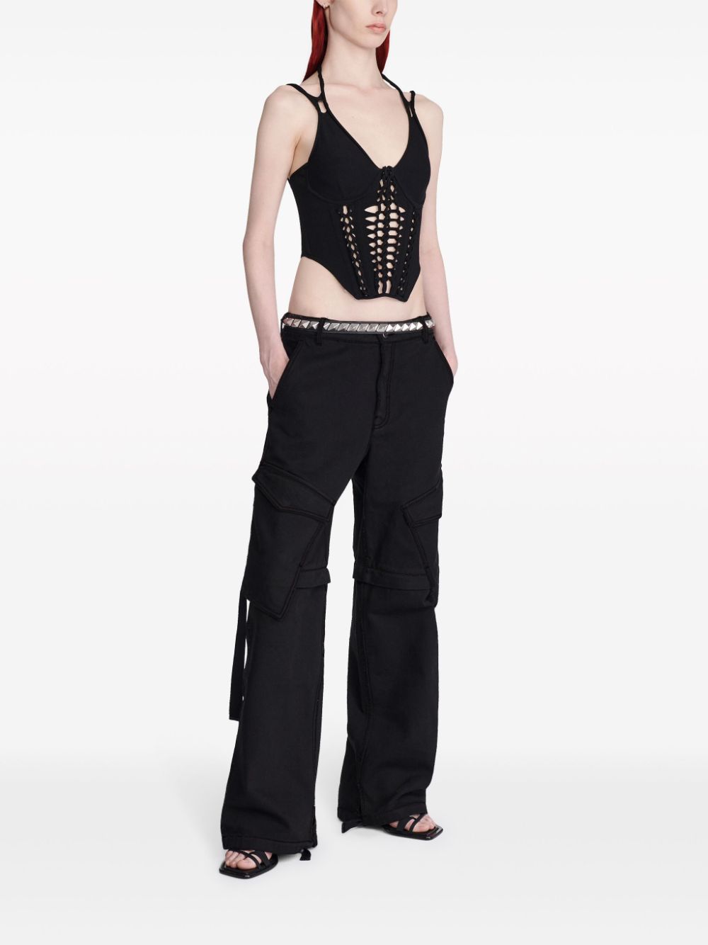 Shop Dion Lee Braided Corset Top In Black