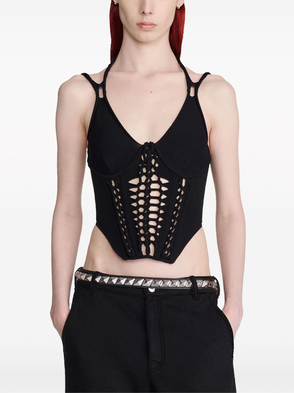 Shop Dion Lee Braided Corset Top In Black