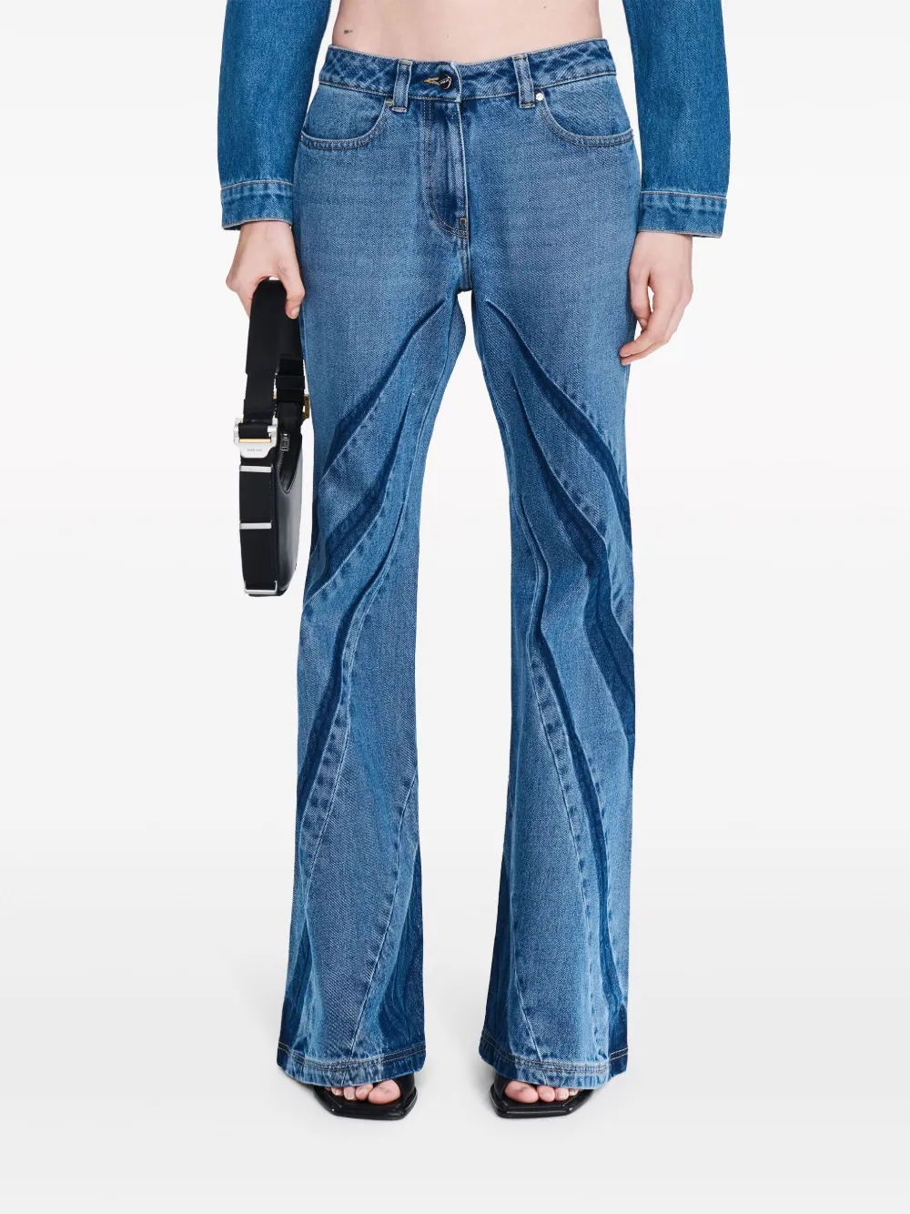 Shop Dion Lee Darted Bootcut Jeans In Blau