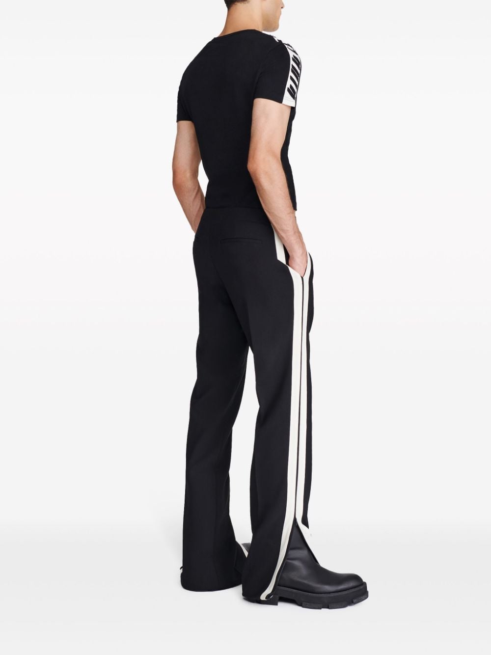 Shop Dion Lee Side-stripe Wool-blend Trousers In Black