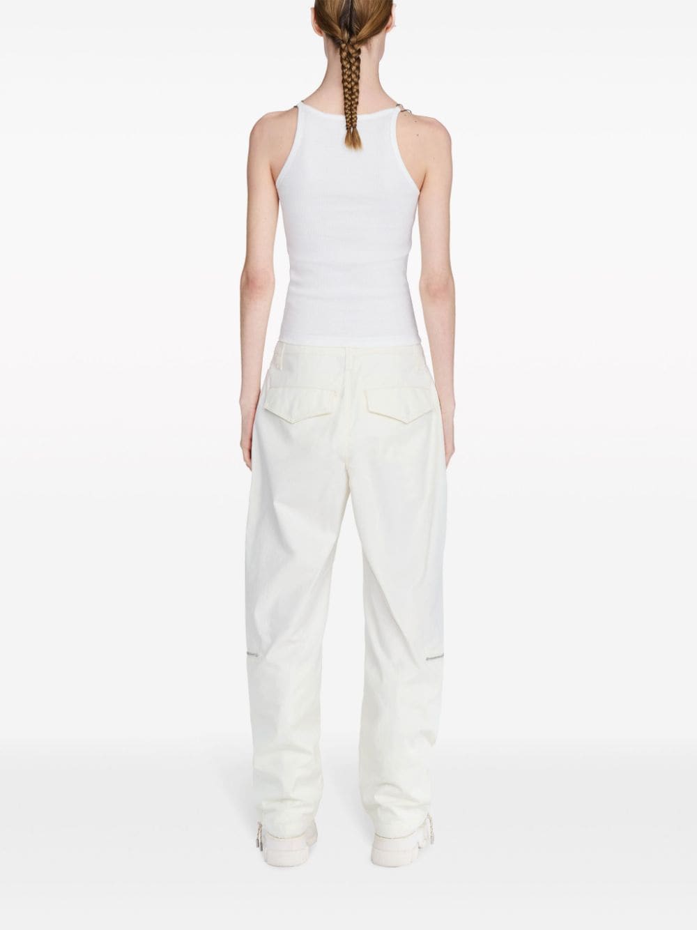 Shop Dion Lee Ribbed Organic-cotton Tank Top In White