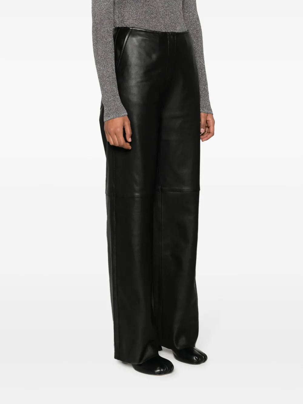 TOTEME Tirago straight leren broek Zwart