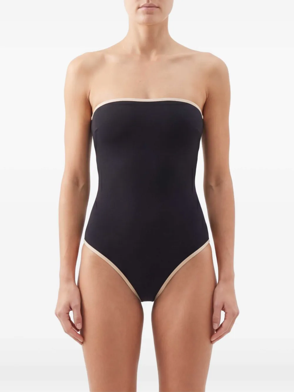 TOTEME Strapless badpak met gestreepte afwerking Zwart
