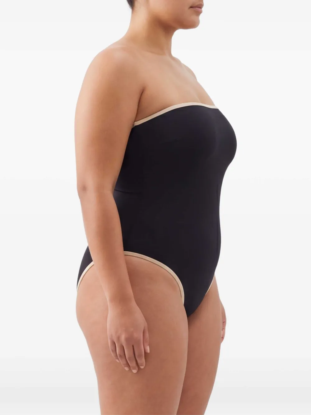 TOTEME Strapless badpak met gestreepte afwerking Zwart