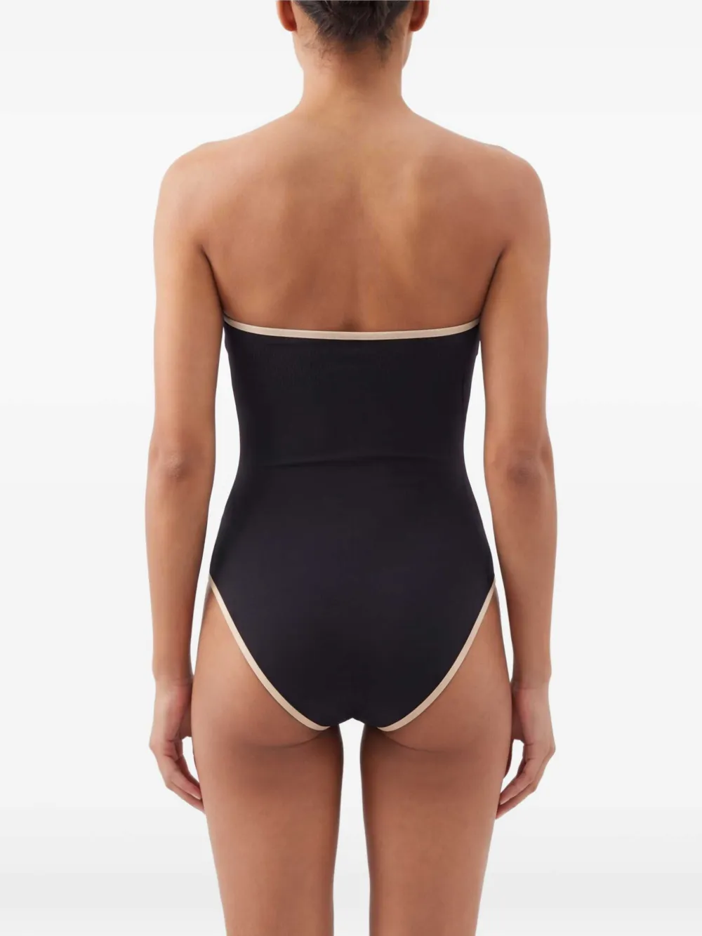 TOTEME Strapless badpak met gestreepte afwerking Zwart