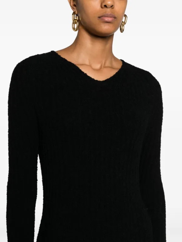 TOTEME Ribbed wool-blend Dress | Black | FARFETCH