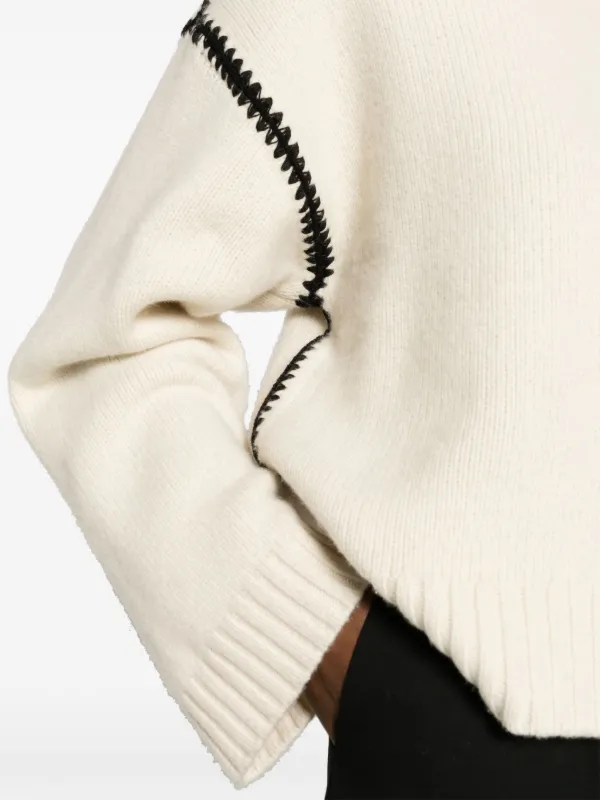 TOTEME Embroidered Wool Jumper | White | FARFETCH