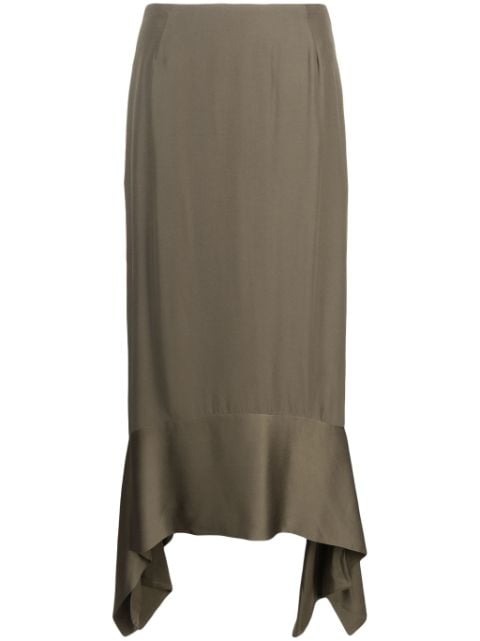 TOTEME asymmetric crepe-texture midi skirt
