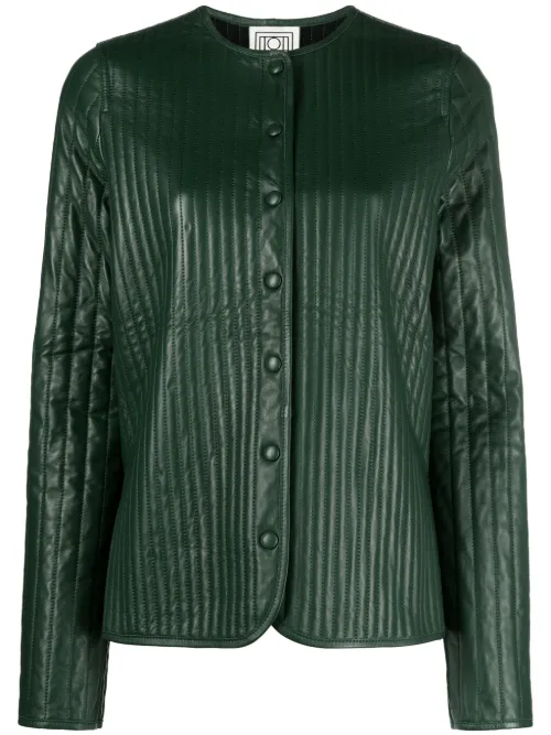 Veste bomber matelassée en cuir - TOTEME - Modalova