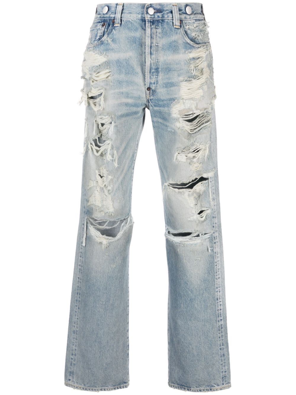 Kenzo X Levi's 1933 501 Distressed Straight-leg Jeans In Blue