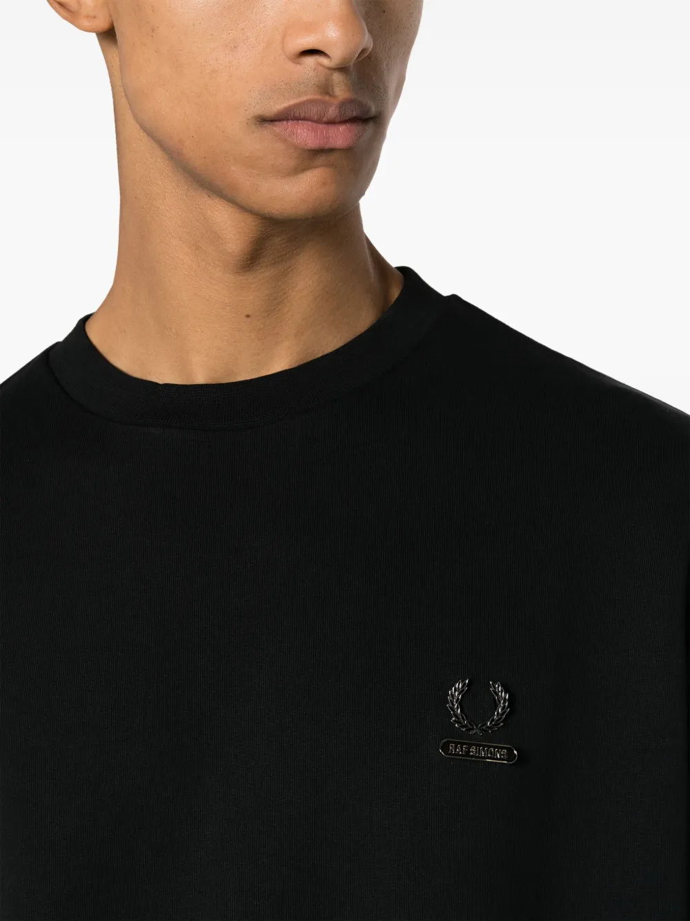 Shop Fred Perry Slogan-embroidered Cotton Sweatshirt In Black