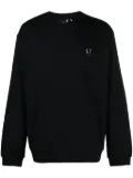 Raf Simons X Fred Perry slogan-embroidered cotton sweatshirt - Black