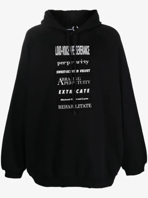 Raf Simons slogan-patches cotton hoodie