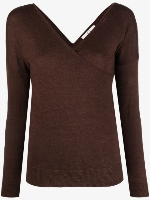 Co crossover-neck fine-knit jumper