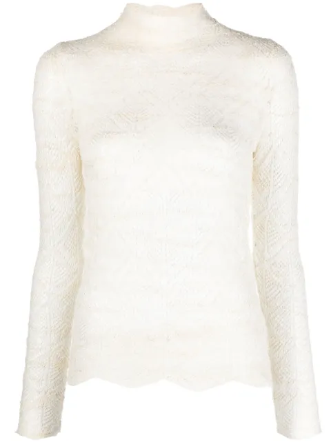 Co zigzag-edge open-knit jumper