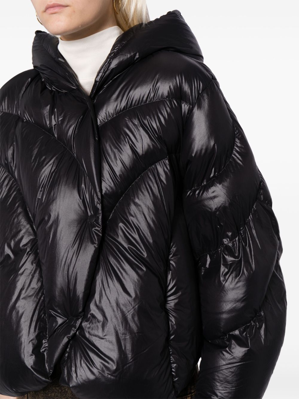 Shop Jnby Off-centre Quilted Puffer Jacket In Black